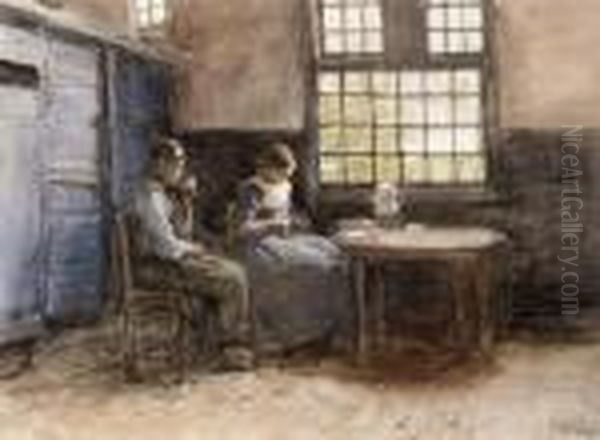 Afternoon Break Laren Oil Painting by Anton Mauve