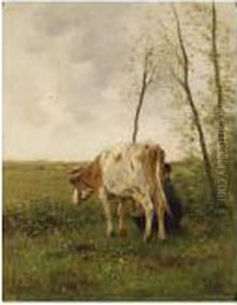 Milking Time Oil Painting by Anton Mauve