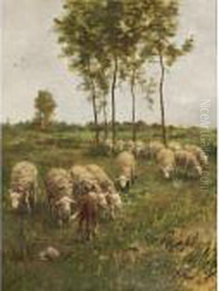 Watching The Flock Oil Painting by Anton Mauve