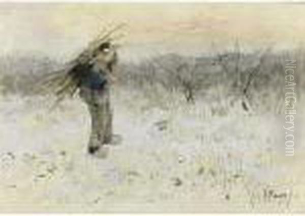 The Young Wood Gatherer Oil Painting by Anton Mauve