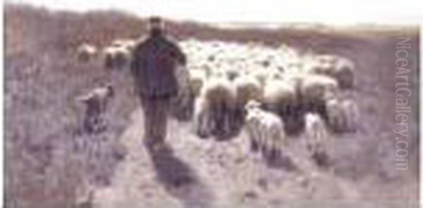 Return Of The Flock Oil Painting by Anton Mauve