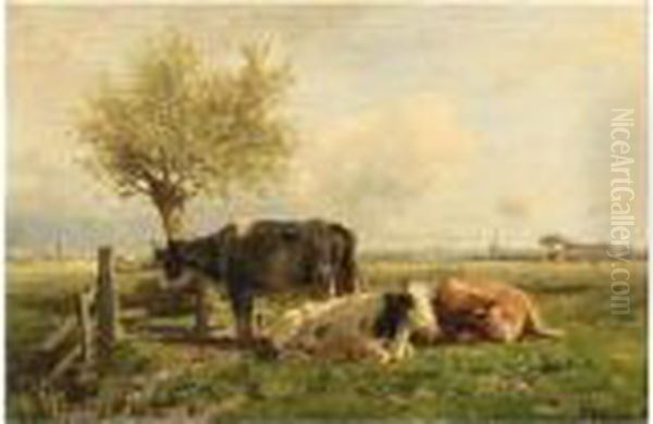 Cows In A Field Oil Painting by Anton Mauve