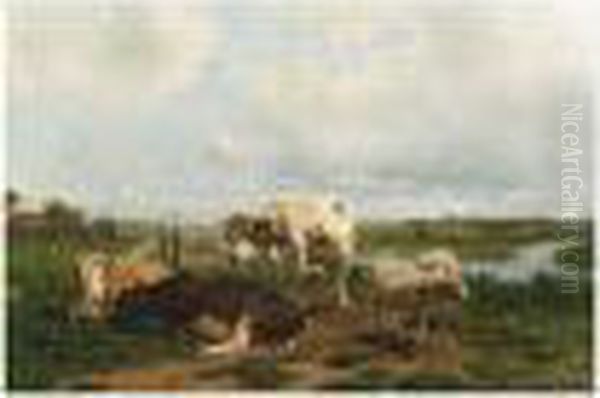 Cattle At Pasture Oil Painting by Anton Mauve