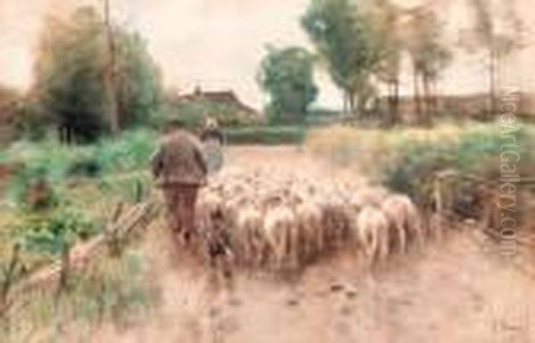 Bringing Home The Flock Oil Painting by Anton Mauve