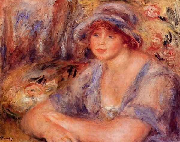 Andree In Blue Aka Andree Heurschling Oil Painting by Pierre Auguste Renoir