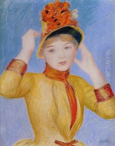 Bust Of A Woman Aka Yellow Dress Oil Painting by Pierre Auguste Renoir