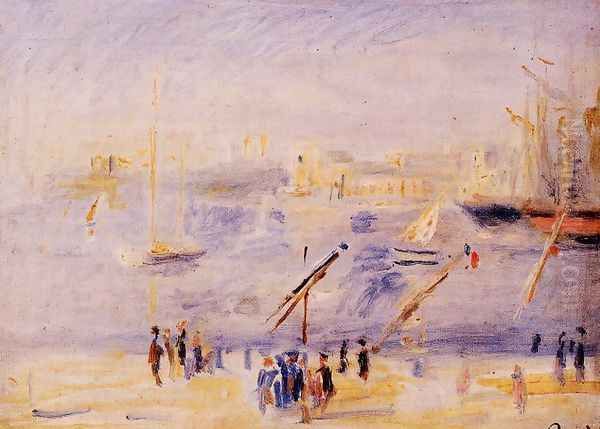 The Old Port Of Marseille People And Boats Oil Painting by Pierre Auguste Renoir