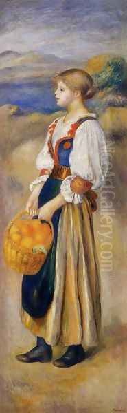 Girl With A Basket Of Oranges Oil Painting by Pierre Auguste Renoir