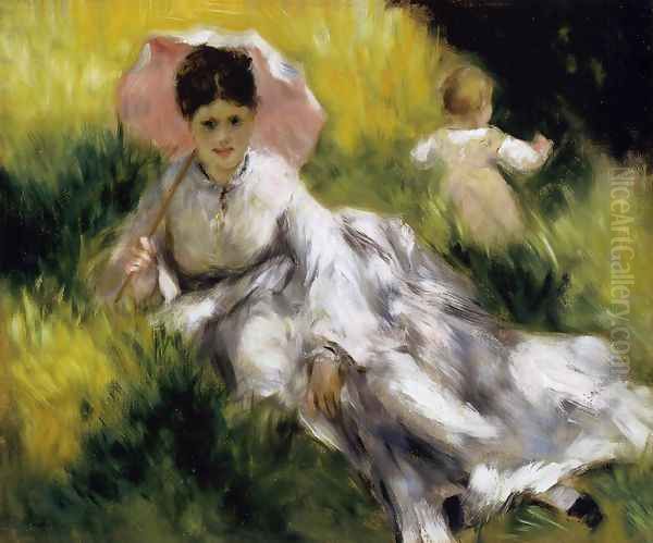 Woman With Parasol Oil Painting by Pierre Auguste Renoir