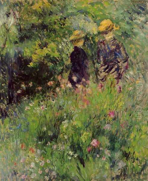 Conversation In A Rose Garden Oil Painting by Pierre Auguste Renoir