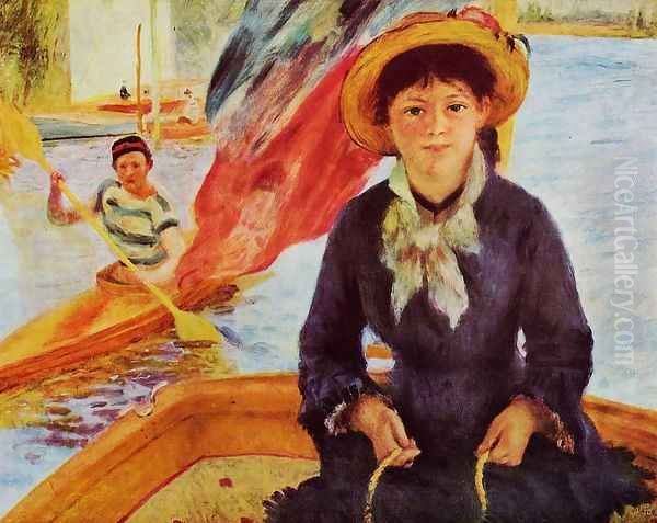 Canoeing Aka Young Girl In A Boat Oil Painting by Pierre Auguste Renoir