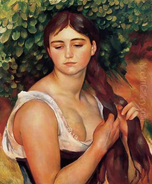 The Braid (Suzanne Valadon) Oil Painting by Pierre Auguste Renoir