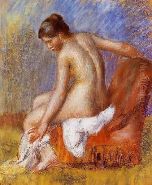 Nude In An Armchair Oil Painting by Pierre Auguste Renoir