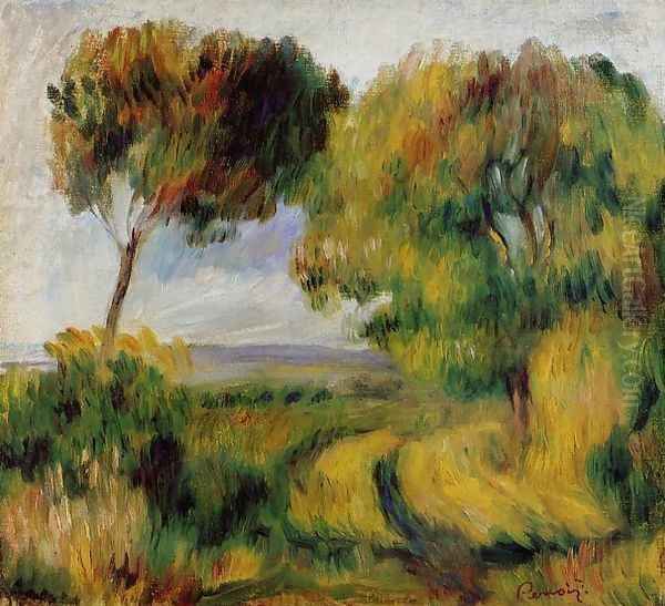 Breton Landscape Trees And Moor Oil Painting by Pierre Auguste Renoir