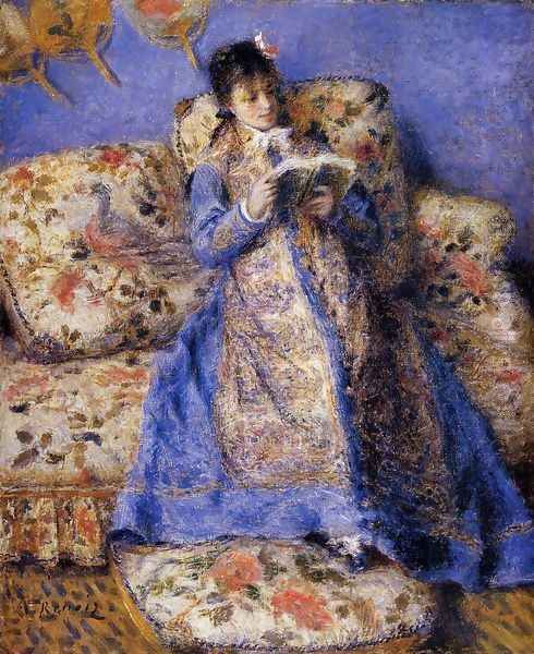 Camille Monet Reading Oil Painting by Pierre Auguste Renoir