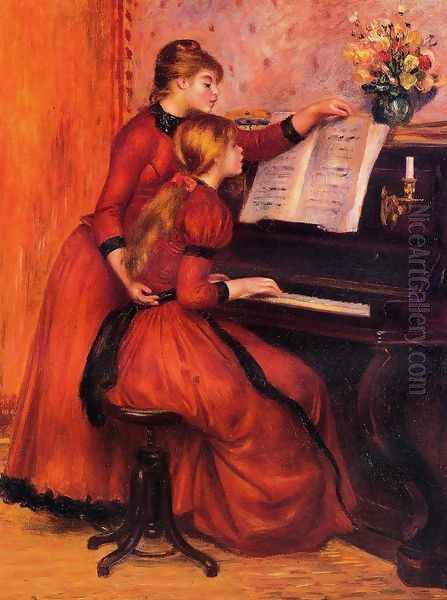 The Piano Lesson Oil Painting by Pierre Auguste Renoir