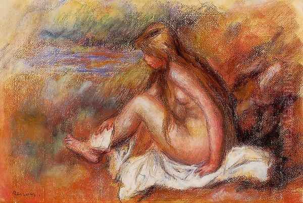 Bather Seated By The Sea Oil Painting by Pierre Auguste Renoir