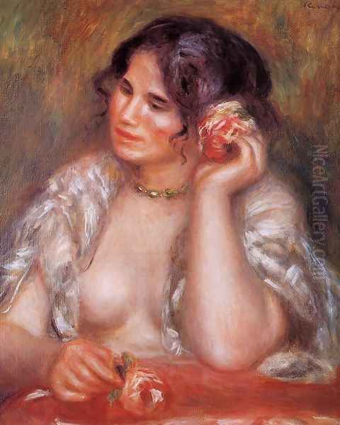 Gabrielle With A Rose Oil Painting by Pierre Auguste Renoir