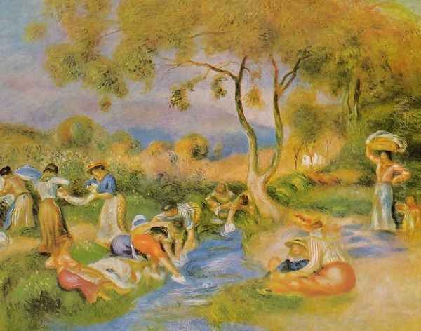 Laundresses At Cagnes Oil Painting by Pierre Auguste Renoir