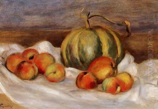 Still Life With Cantalope And Peaches Oil Painting by Pierre Auguste Renoir