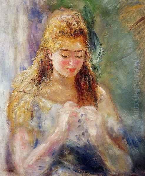 La Couseuse Oil Painting by Pierre Auguste Renoir