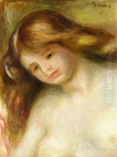 Bust Of A Young Nude Oil Painting by Pierre Auguste Renoir