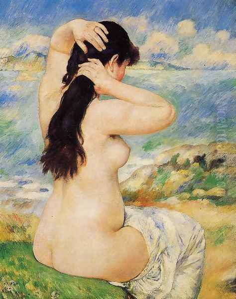 Nude Fixing Her Hair Oil Painting by Pierre Auguste Renoir