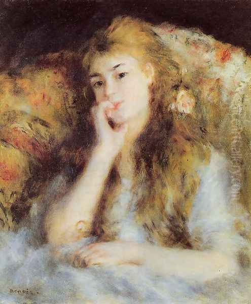 The Thinker Aka Seated Young Woman Oil Painting by Pierre Auguste Renoir