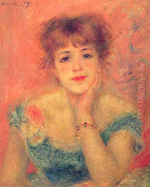 Jeanne Samary in a Low-Necked Dress Oil Painting by Pierre Auguste Renoir