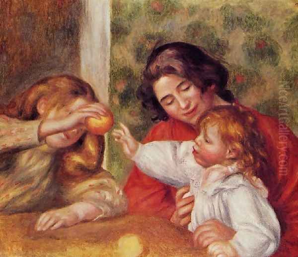 Gabrielle Jean And A Little Girl Oil Painting by Pierre Auguste Renoir