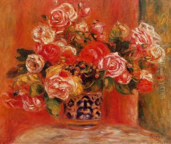 Roses In A Vase3 Oil Painting by Pierre Auguste Renoir