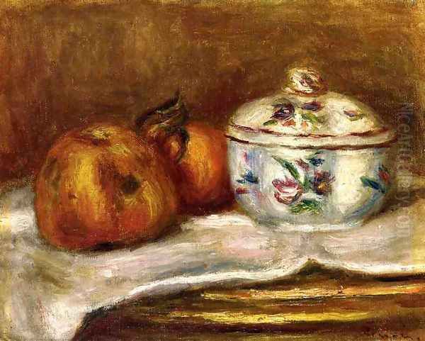 Sugar Bowl, Apple and Orange Oil Painting by Pierre Auguste Renoir