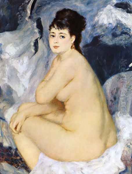 Nude Seated On A Sofa Oil Painting by Pierre Auguste Renoir