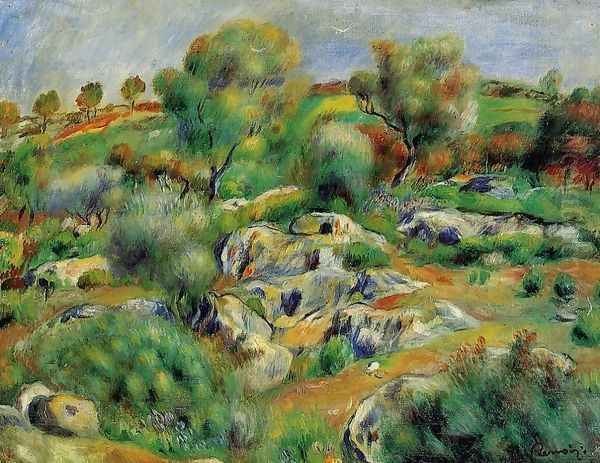 Breton Landscape Oil Painting by Pierre Auguste Renoir