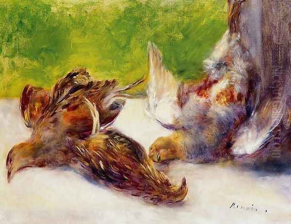 Three Partridges Oil Painting by Pierre Auguste Renoir