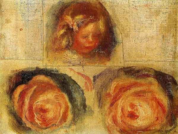 Coco And Roses (study) Oil Painting by Pierre Auguste Renoir