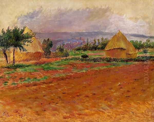 Field And Haystacks Oil Painting by Pierre Auguste Renoir