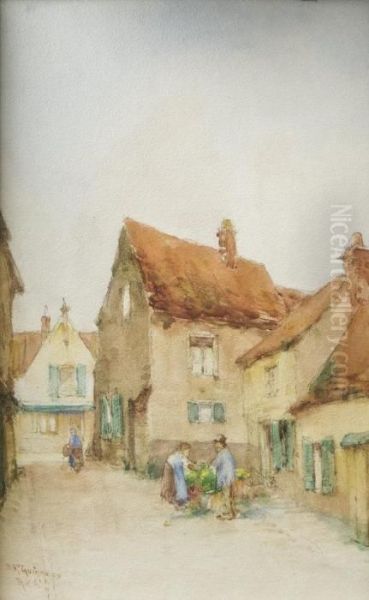 Figures In A Continental Street Oil Painting by William Bingham McGuinness