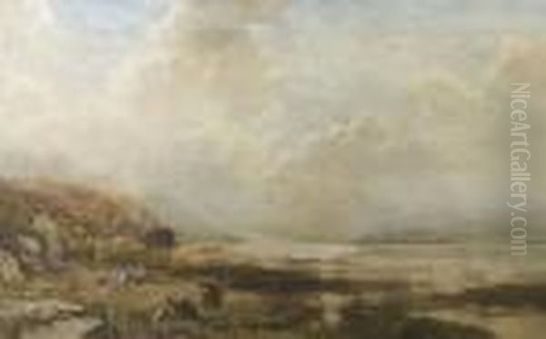 Cattle On A Lakeshore Oil Painting by William Bingham McGuinness