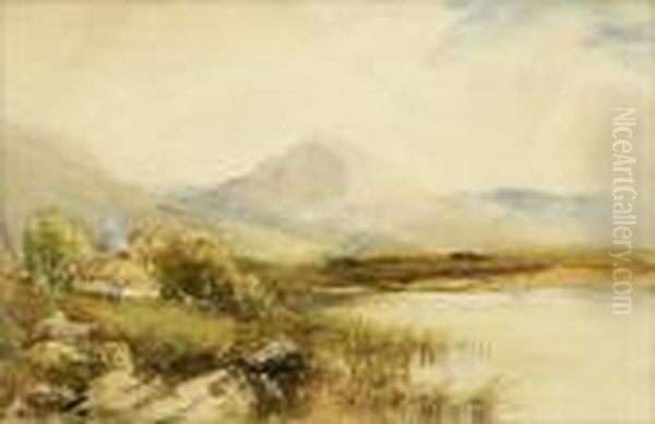 Figures In A Landscape With Lake (near Killarney) Oil Painting by William Bingham McGuinness