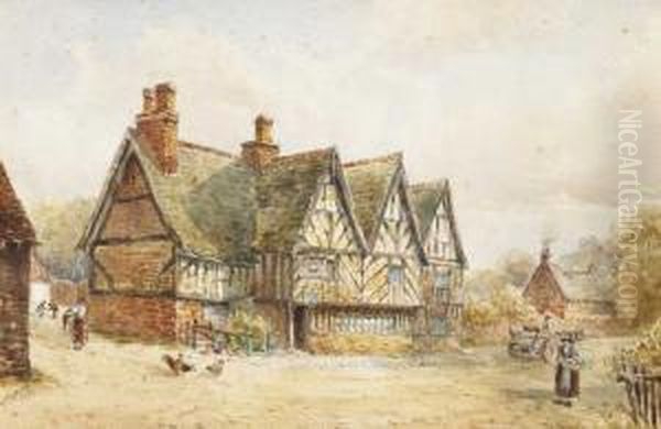 Village Scene Oil Painting by William Bingham McGuinness