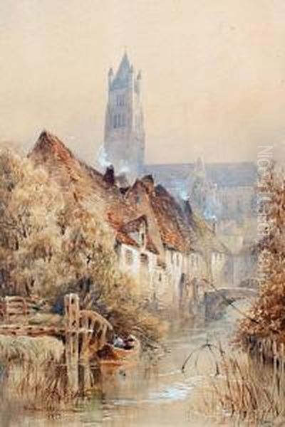 Bruges, A Pair Of Landscapes Oil Painting by William Bingham McGuinness