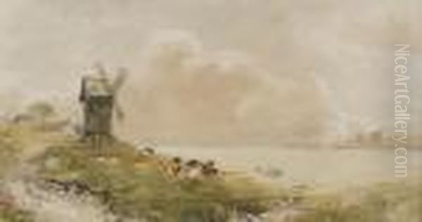 Cattle By The Windmill Oil Painting by William Bingham McGuinness