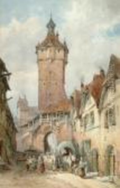 Bavarian Street Scene Oil Painting by William Bingham McGuinness