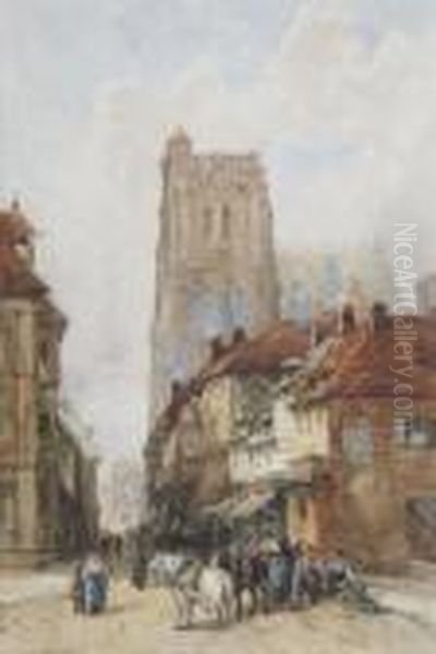 Abbeville Cathedral Tower, Normandy Oil Painting by William Bingham McGuinness