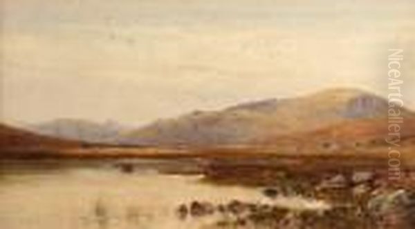 Irish Landscape With Figures In A Rowing Boat Oil Painting by William Bingham McGuinness