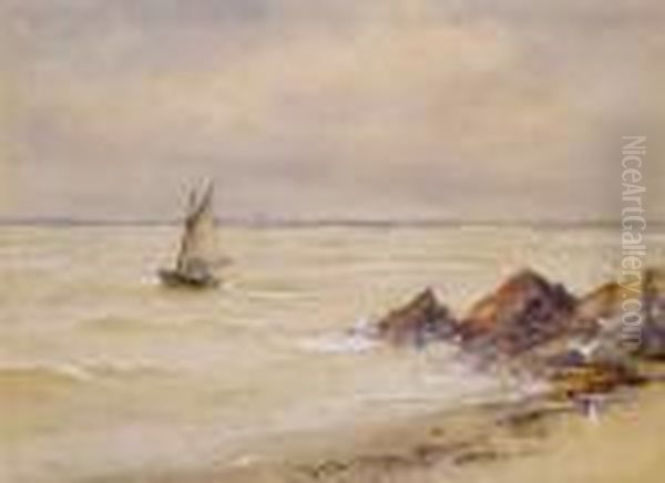 Sailboat At Sea Oil Painting by William Bingham McGuinness