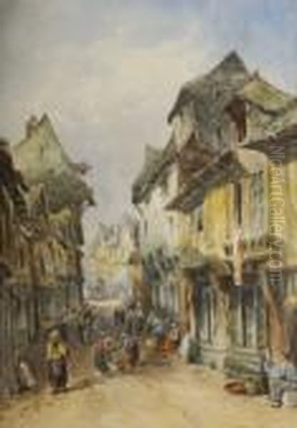 Street View, Vitre, Near The Chateau, Brittany Oil Painting by William Bingham McGuinness