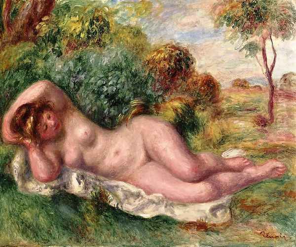 Reclining Nude Aka The Bakers Wife Oil Painting by Pierre Auguste Renoir