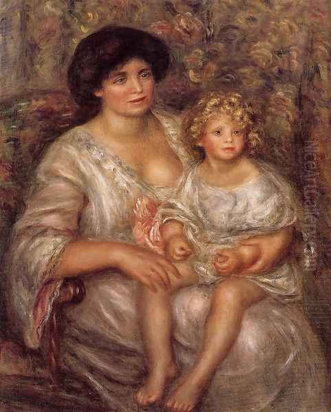 Madame Thurneyssan And Her Daughter Oil Painting by Pierre Auguste Renoir